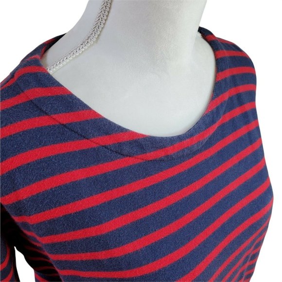 IZOD Womens Top Size M Blue Red Striped Layered Academia L/S Button Cotton - Picture 5 of 11